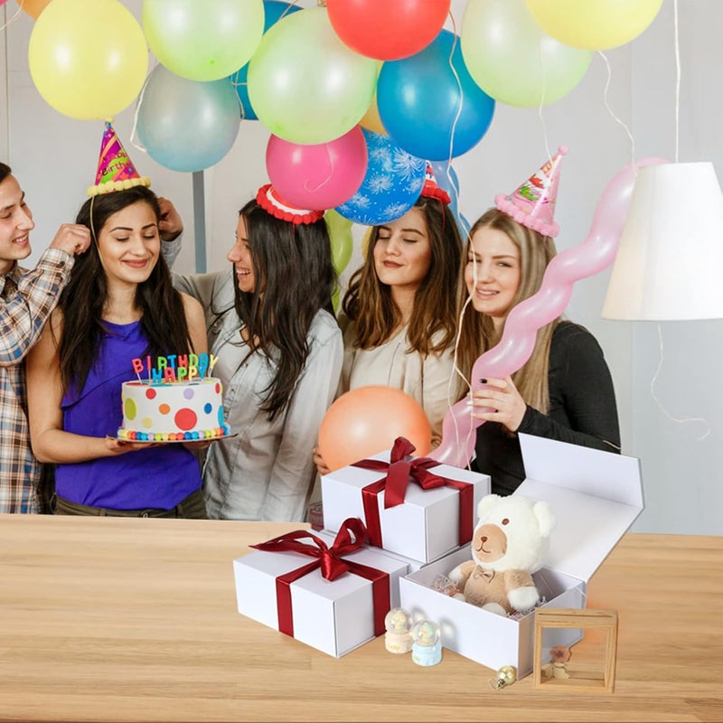 Ditwis 4 Pack 9.5x7x4 Inches Gift Boxes with Magnetic Closure Lids, White Magnetic Box for Wedding, Groomsmen Bridesmaid Proposal, Birthdays, Mother's Day - Image 4